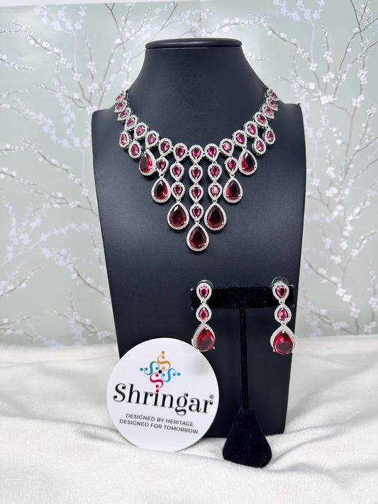 Ruby Teardrop Necklace Set