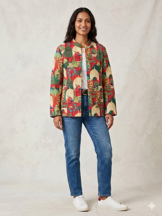 Red Quilted Reversible Jacket