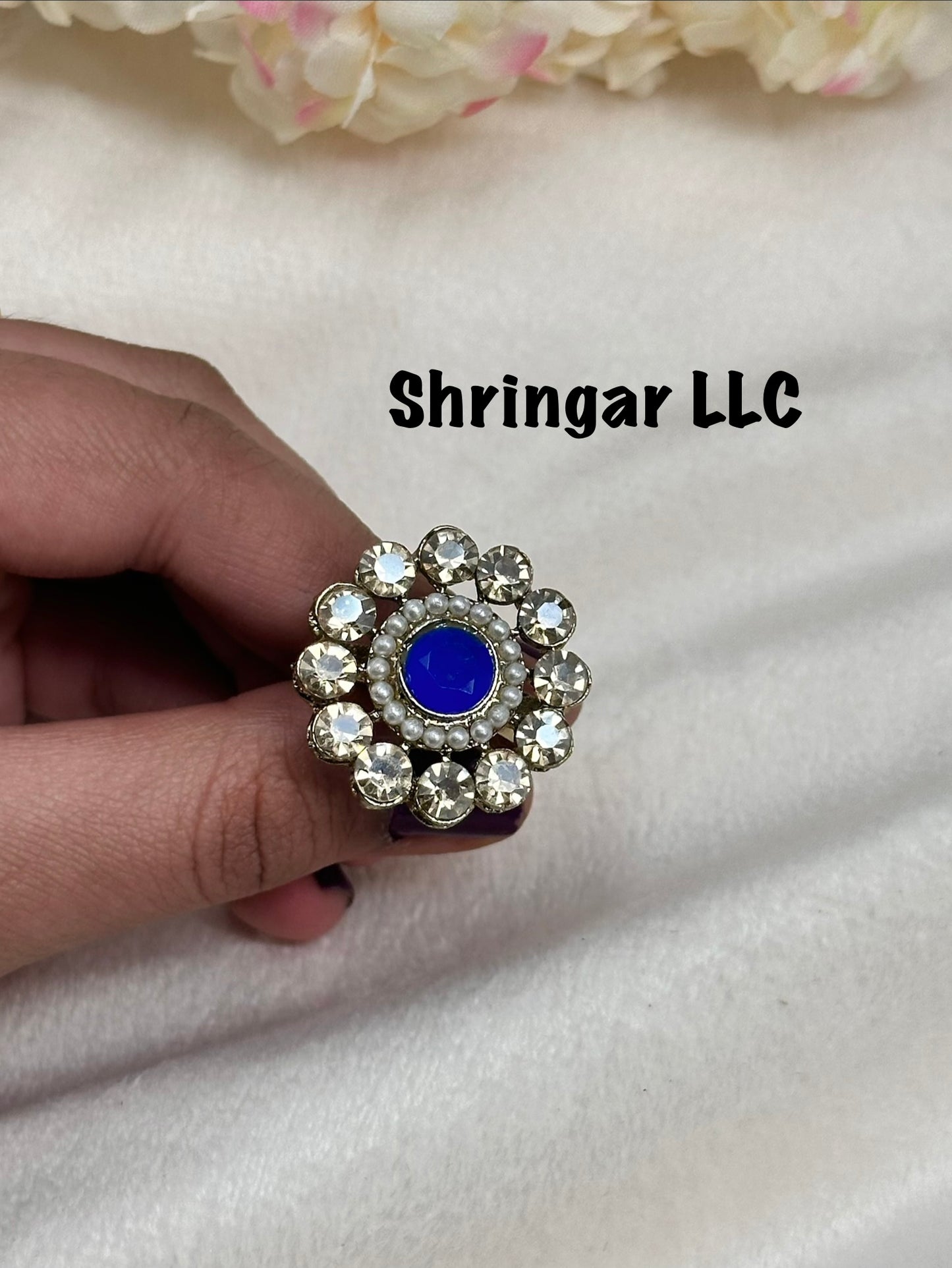 Imperial Azure Mehendi-Finish Adjustable Ring
