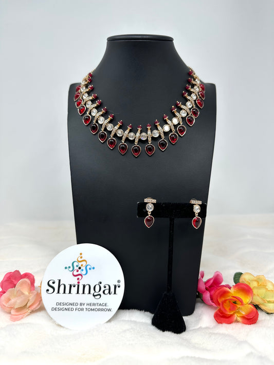 Premium Quality Moissanite Red Necklace Set