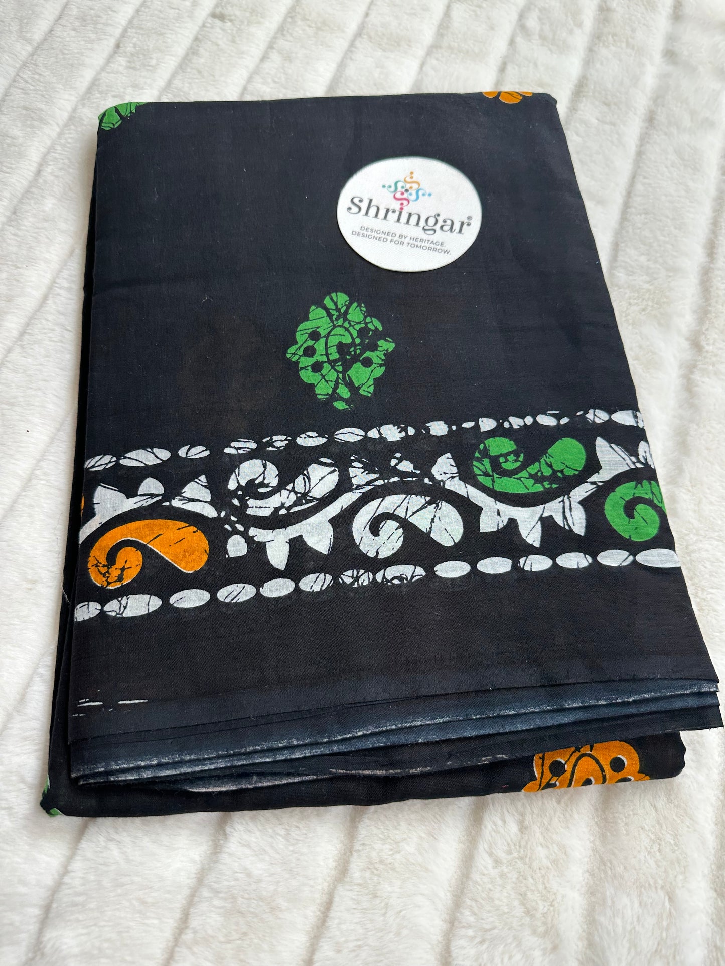 Pure Mulcotton Saree-Black