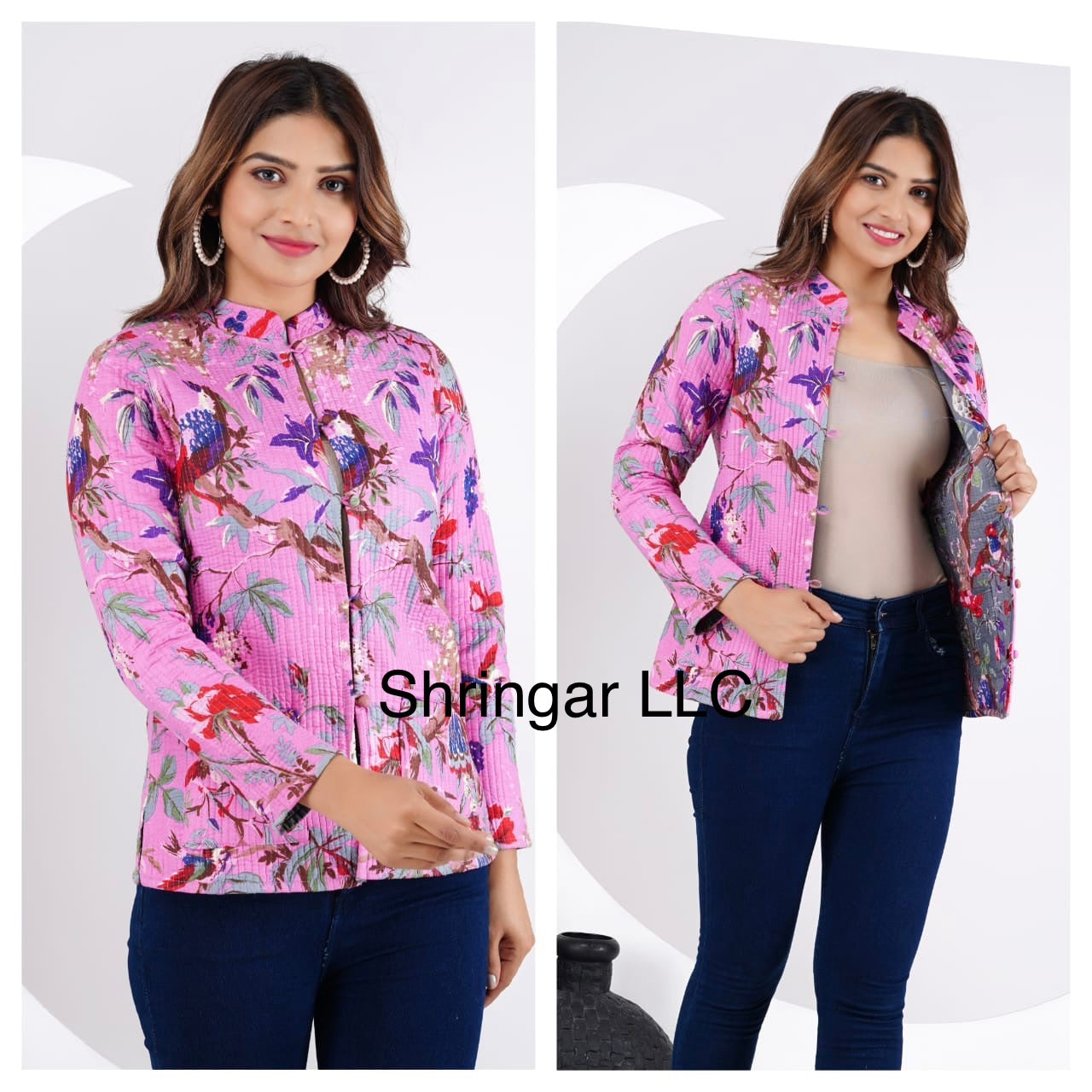 Pink Quilted Reversible Jacket