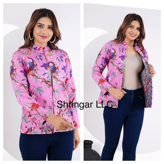 Pink Quilted Reversible Jacket