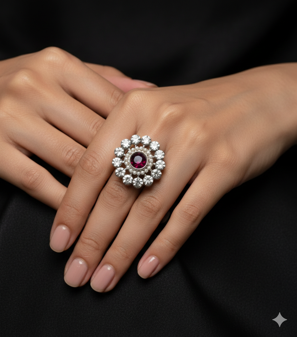 Floral Radiance Adjustable Ring