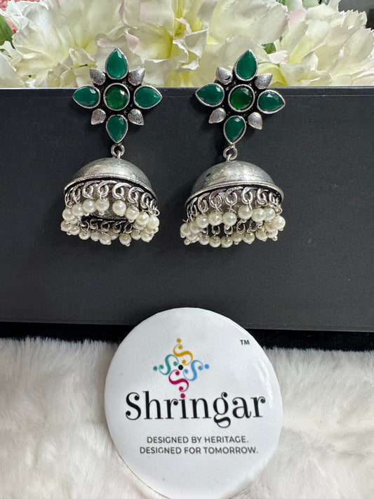 Green Floral Jhumki