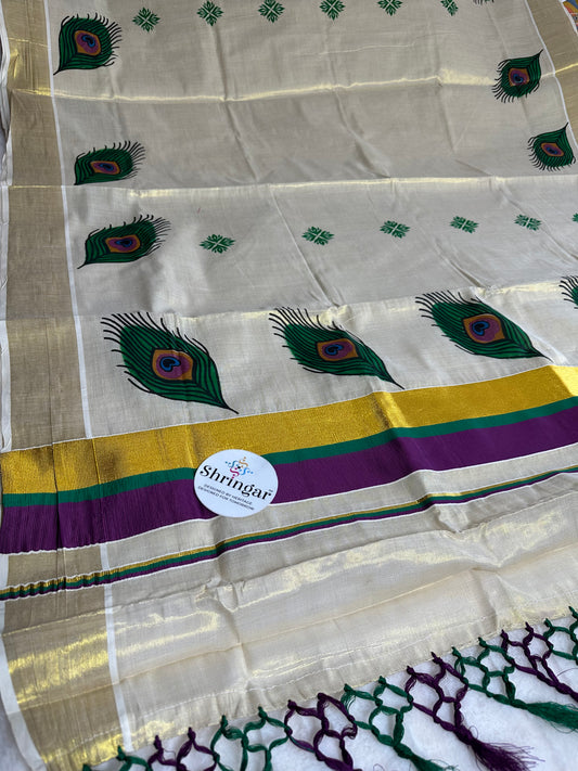 Kerala Saree with Blouse Fabric