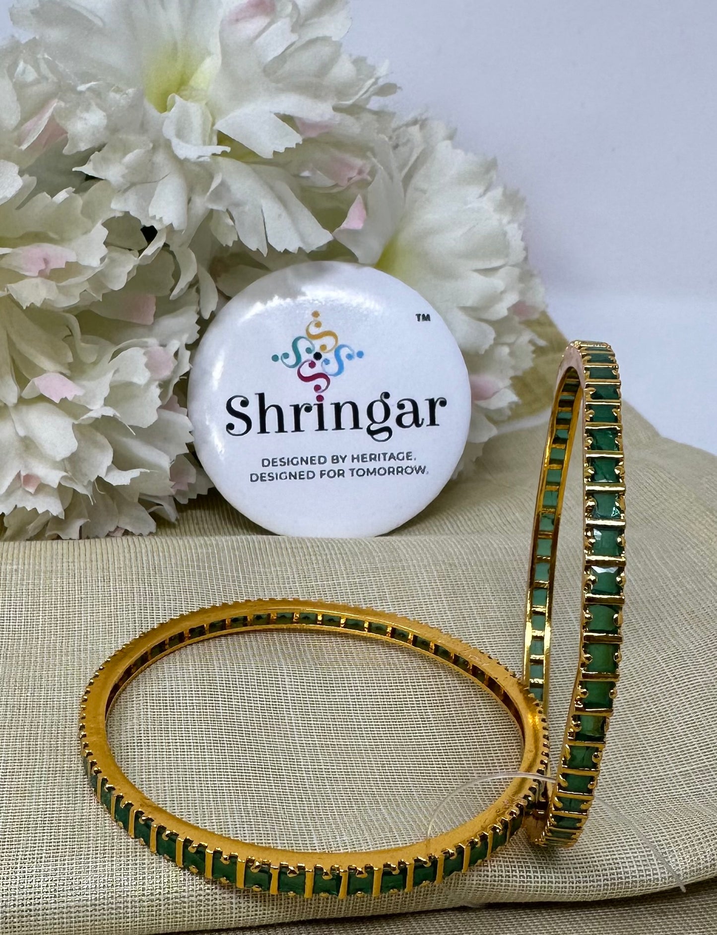 Green Stone Bangles