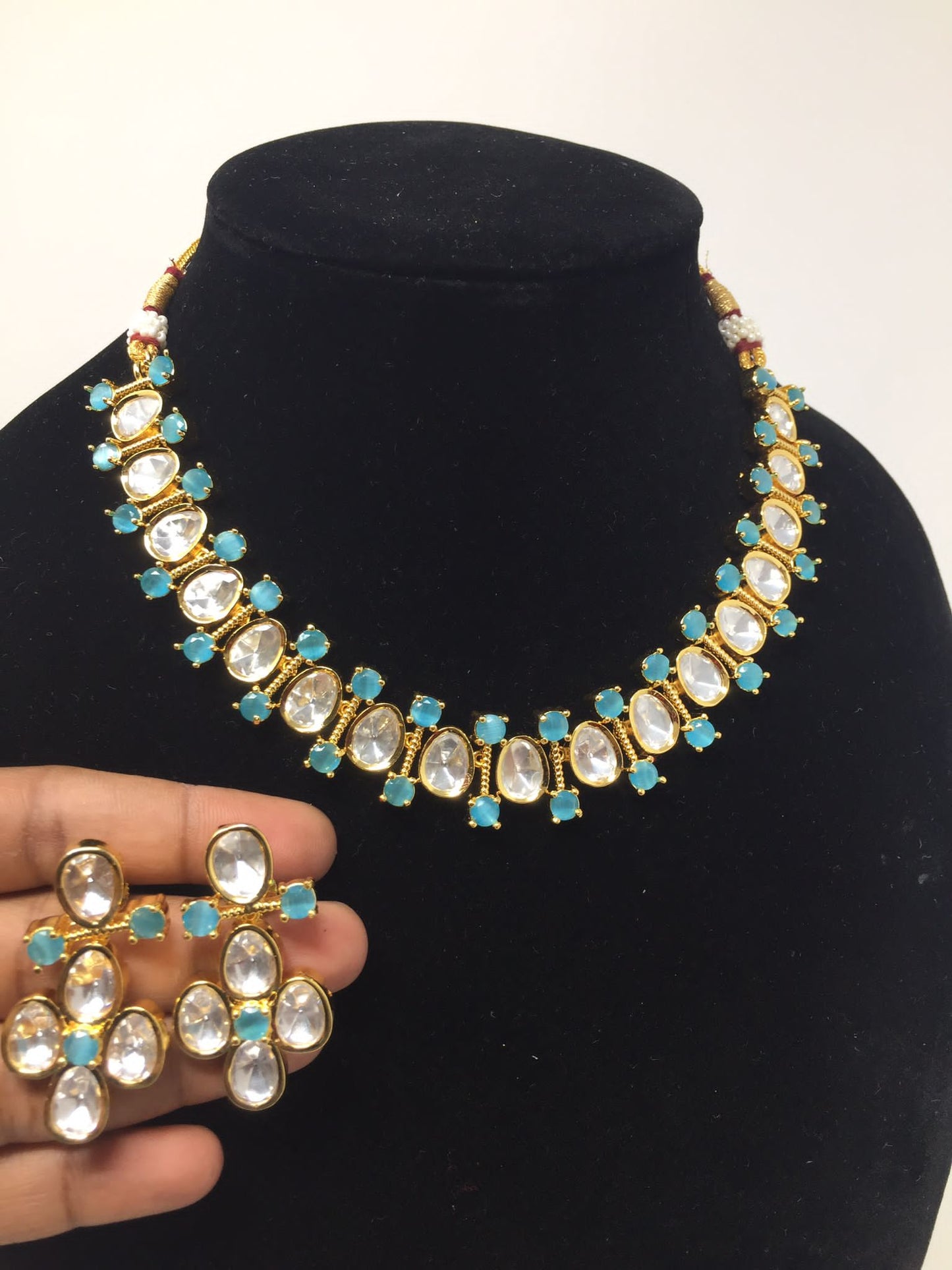 Pure Brass Real Kundan Necklace Earrings set