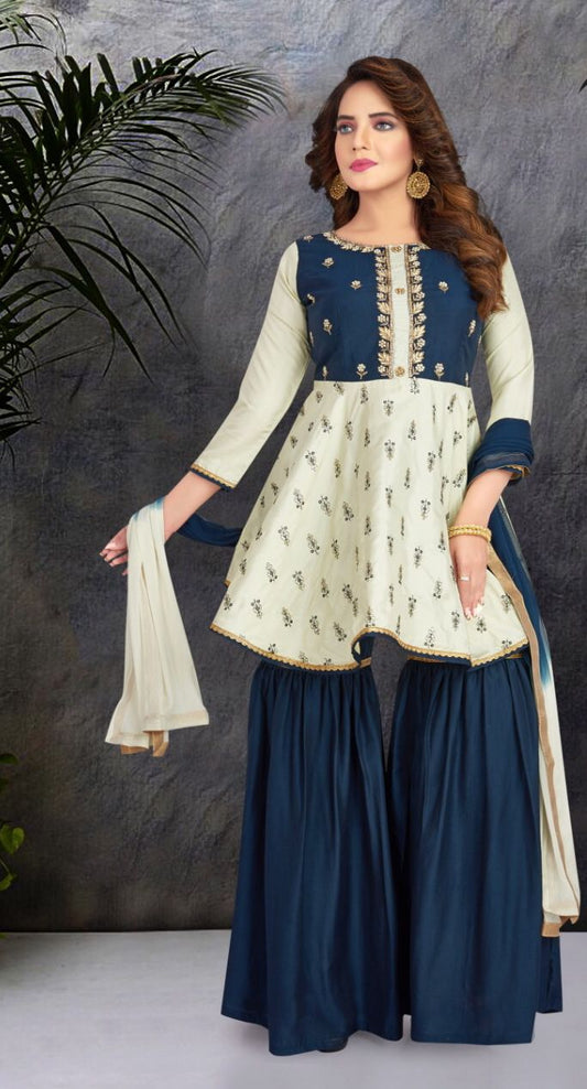 Party wear short top with gharara and dupatta