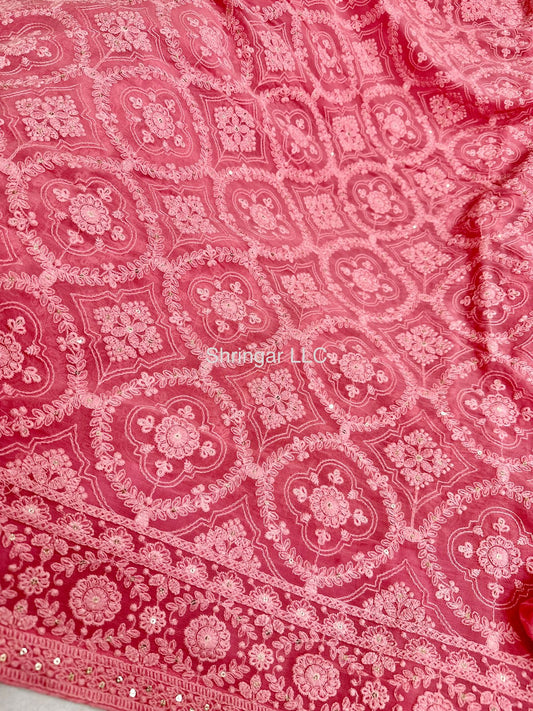 Pure Georgette Chikankari Saree