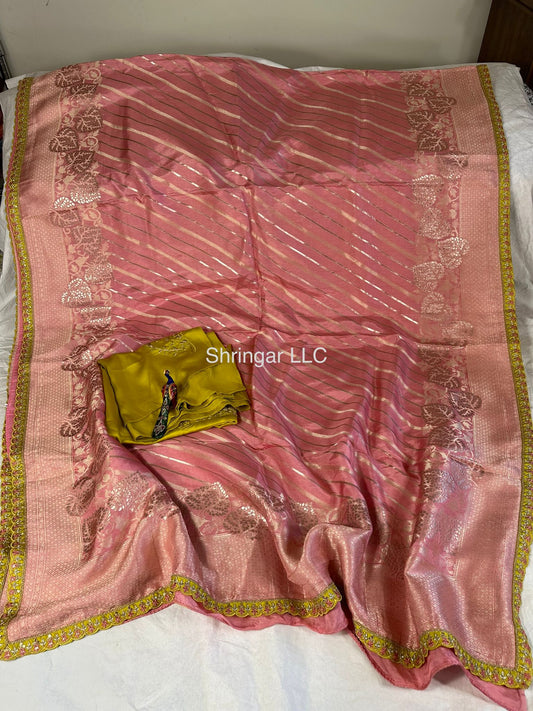 Banarasi pattu saree with cut work border and rich pallu