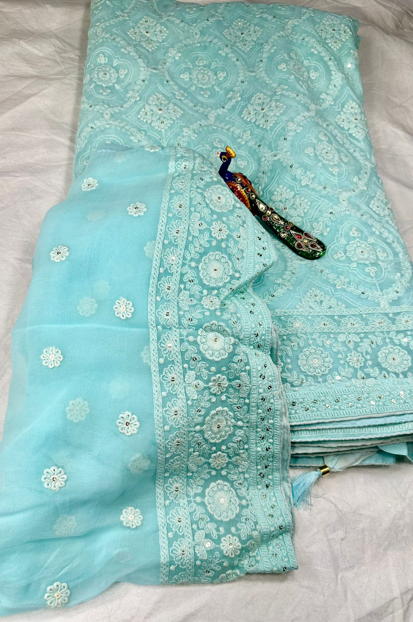 Pure Georgette Chikankari Saree