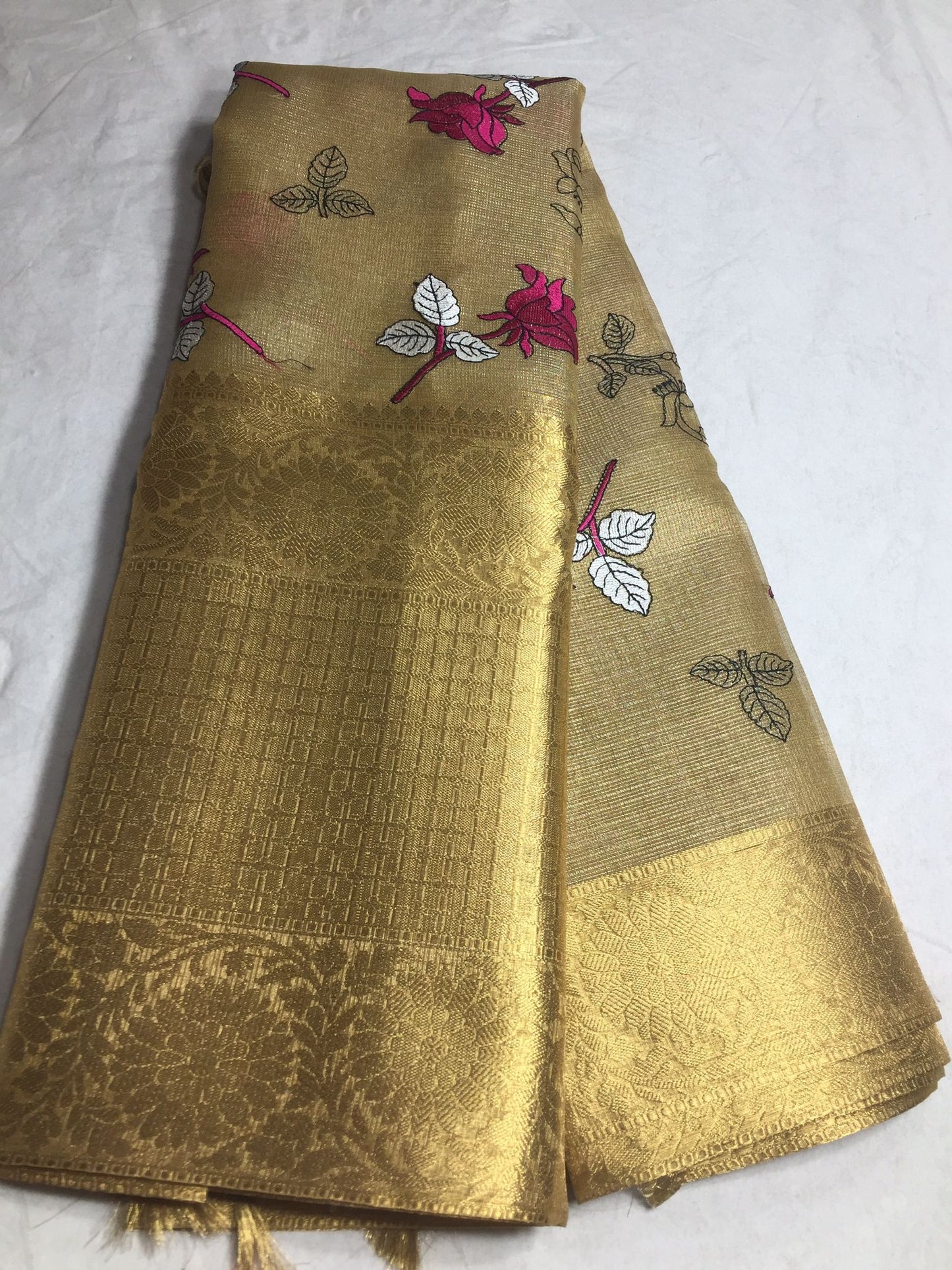 Banarasi Gold Tissue Saree with Embroidery