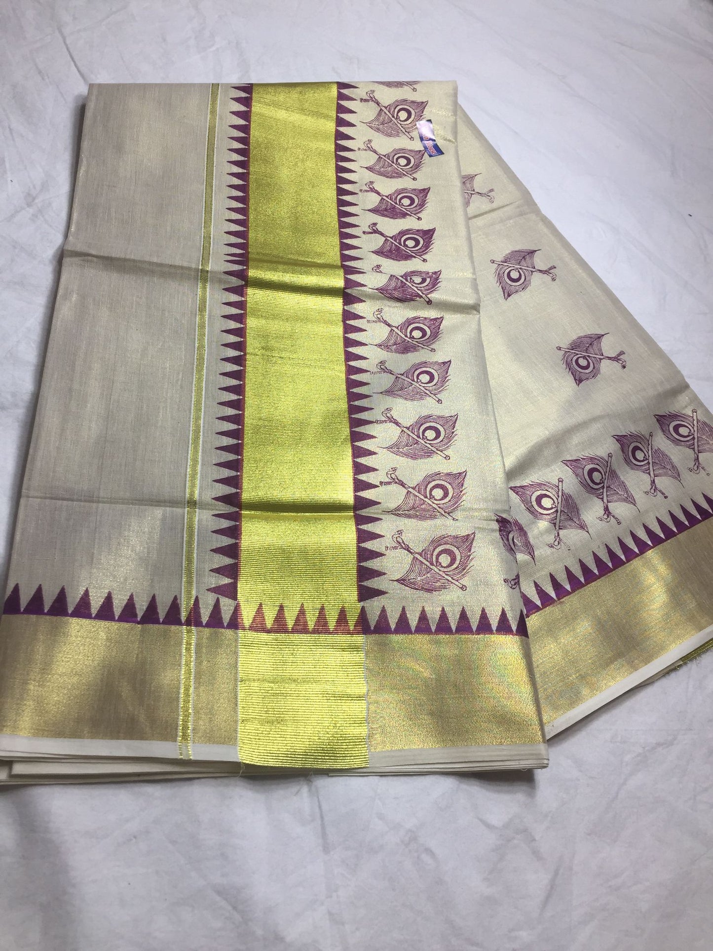 Kerala Gold Tissue Saree with Blouse fabric