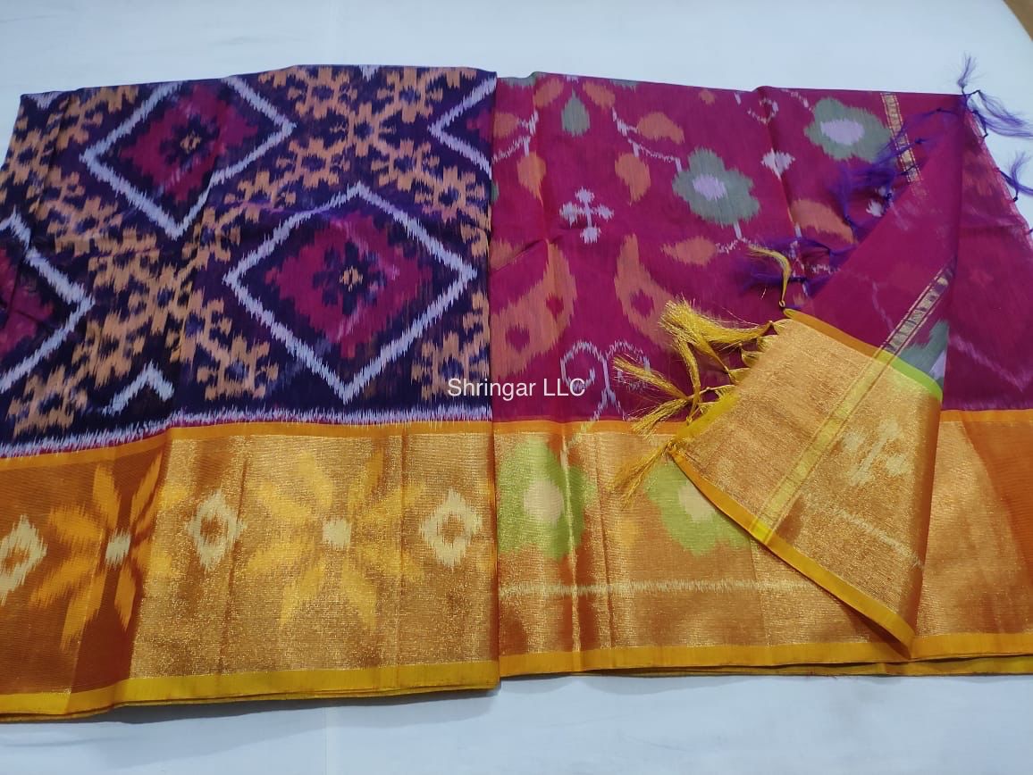 Designer Pure Ikkat Seicko Pattu Saree Handwoven