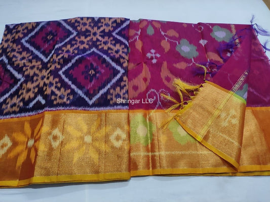 Designer Pure Ikkat Seicko Pattu Saree Handwoven