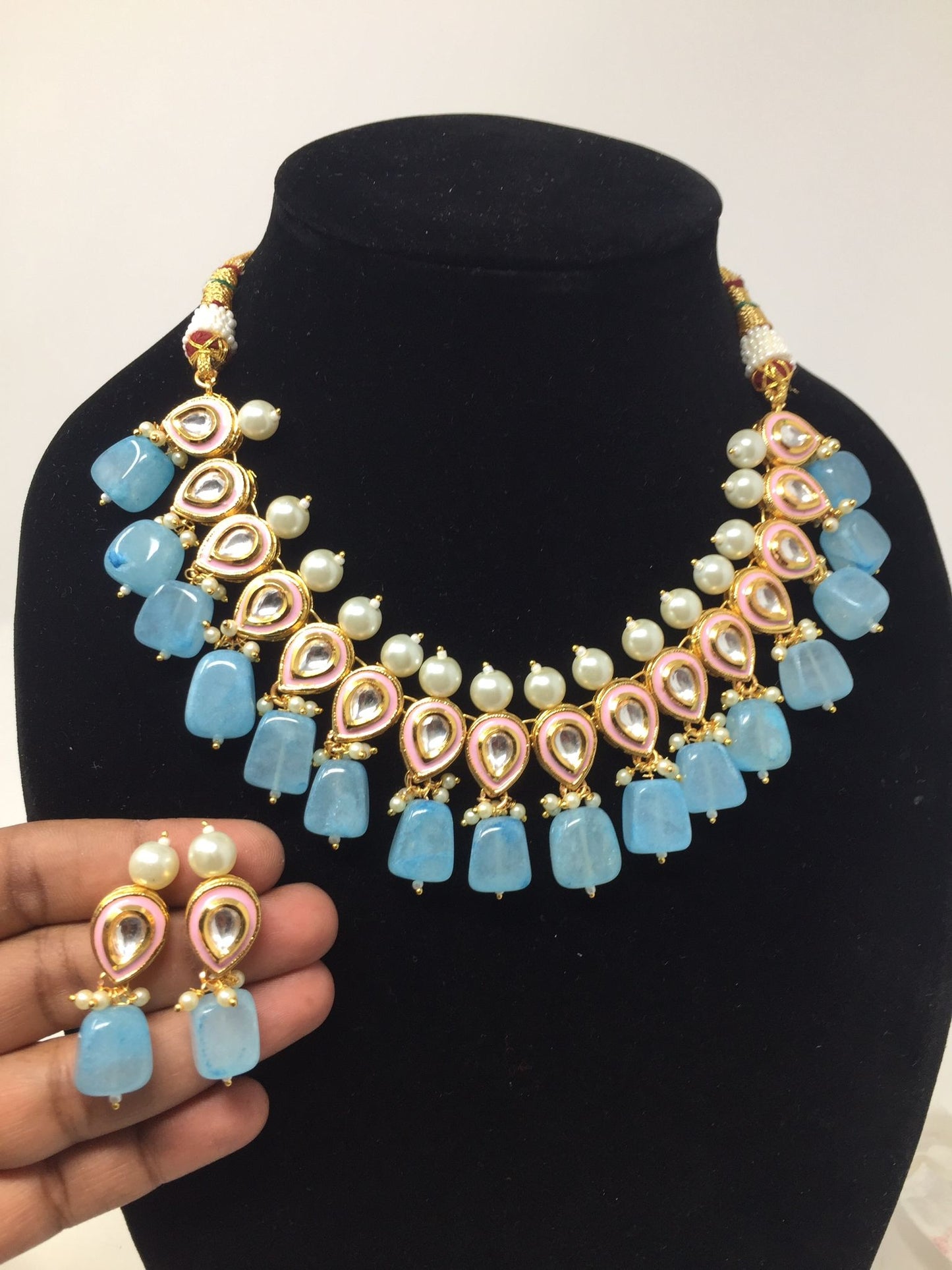 Kundan necklace earrings set